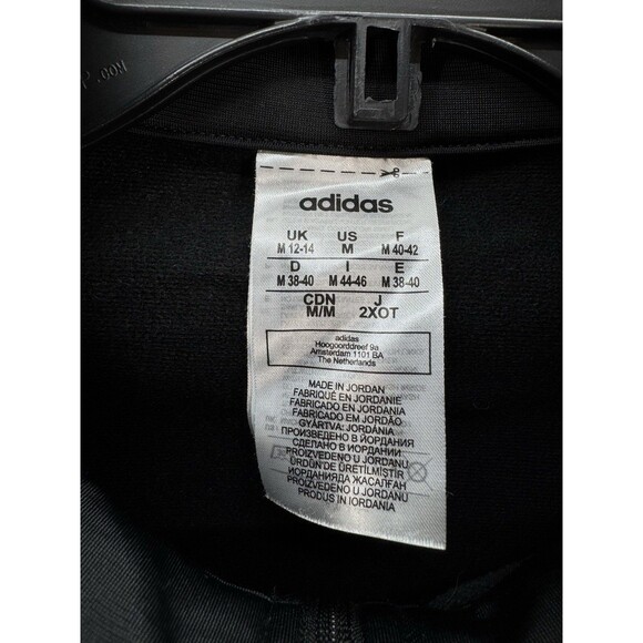 Adidas Full Zip Track Jacket Boys Youth Medium 12-14 Black White Stripes Mock - Picture 3 of 7